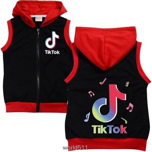 Childrens Vest for Boy Girl Baby Tik Tok Sleeveless Jacket Kids Clothes Hoodie Toddler Waistcoat Boys Coat Spring Autumn
