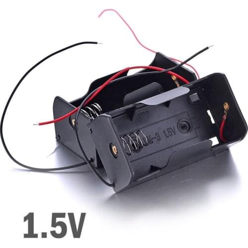 MasterFire 20pcs/lot Black Battery DIY Storage Box Holder Case 1 Slot D Size 1.5V Batteries Holder Cell Cover with Wires