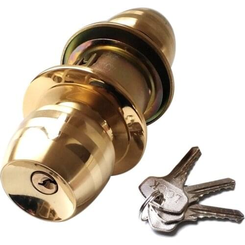 Bedroom Living Room Bathroom Stainless Steel Round Door Knobs Handle Internal Door Lock Entrance Passage Door Lock with Key