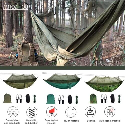 Lightweight Portable Camping Hammock With Mosquito Net Outdoor Canvas Swing Chair Tree Straps for Hiking Camping Survival Travel