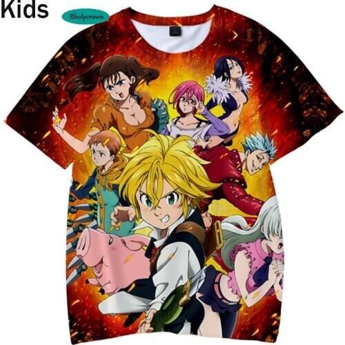 Summer Kids Tees 3D Print The Seven Deadly Sins Childrens Short Sleeve Hip Hop T shirt Hot Boys Girls Casual oversized t shirt