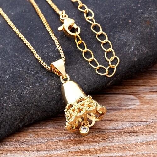 Charm Lucky Christmas Bell Christmas Tree Elk Pendant For Women Copper Zircon Crystal Chain Necklaces Fine Party Jewelry Gift