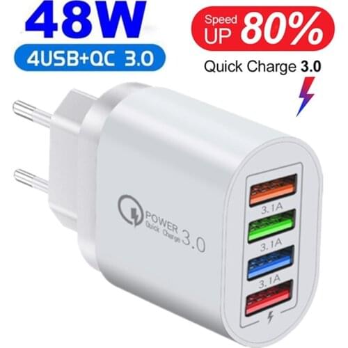 48W Quick Charge 3.0 USB Charger Wall Mobile Phone Charger Adapter for iPhone 11 12 Pro Fast Charging for Samsung Xiaomi huawei