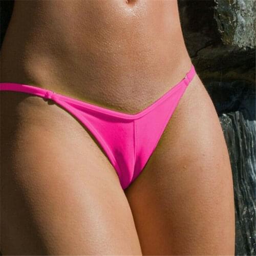 Micro bikini tanga mujer swimwear bikinis biquini tankini sexy lingerie thong Solid color V shape Triangle Jelly Show buttocks