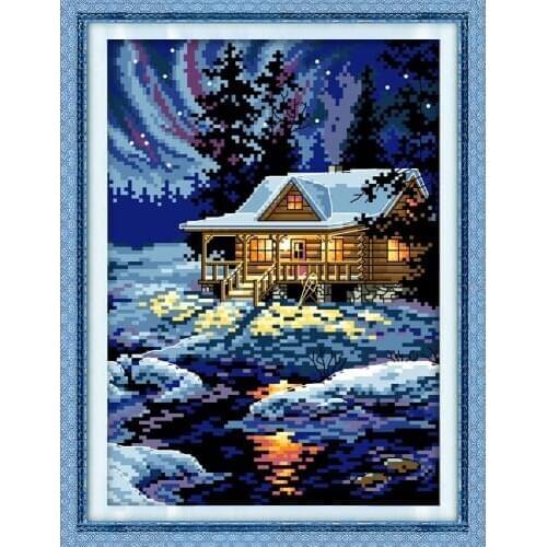 The night of the Arctic cross stitch kit aida 14ct 11ct count printed canvas stitches embroidery DIY handmade needlework