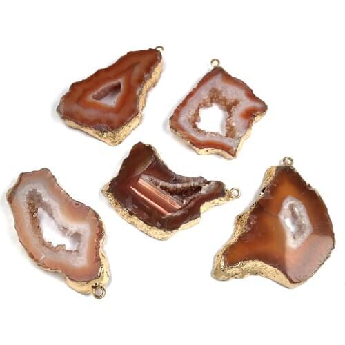 Natural Stone Agates Necklace Pendant Irregular Shape Quartz Pendant for Jewelry Making Charms DIY Necklace Earrings Accessories