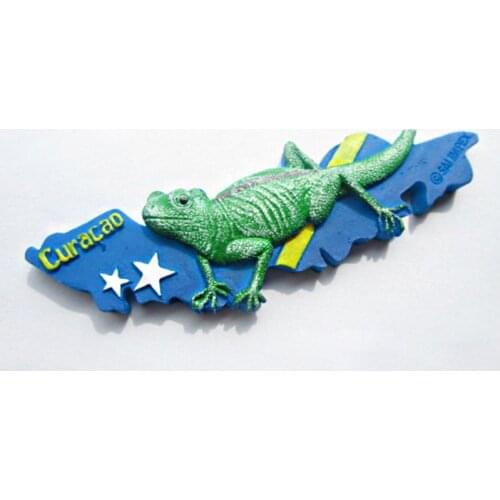 Netherlands Curacao Tourist Souvenirs Gift Stereo Resin Refrigerator Magnetic Stickers 3D Lizard Magnets for Refrigerators