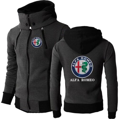 2021 Alfa Romeo New Mens Zipper Hoodies Sportswear Harajuku Style Hooded Solid Color Male Wild Sweatshirt Coat