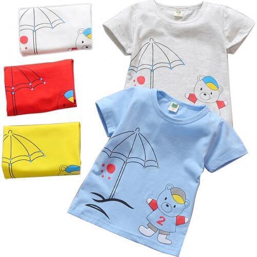 2018 summer new childrens cotton cartoon print short-sleeved T shirts 0-3 year-old boys girls shirts