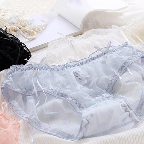 New Women Lace Middle-waist Briefs Sexy Panties Female Breathable Embroidery Transparent Underwear G String Underpant Lingerie