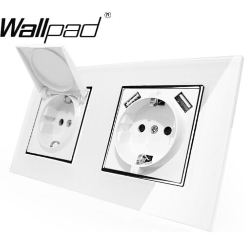 Dust Cap EU Schuko Power Socket with Double USB Charging Ports 5.1DC 2.1A For EU Round Box Wallpad 156*86mm