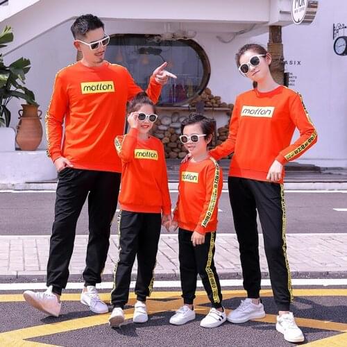Family Matching Clothes Spring Autumn Mum Daughter Dad Son Sweatshirt& Pants Family Sport Suit Adults Kids Student Uniform Set