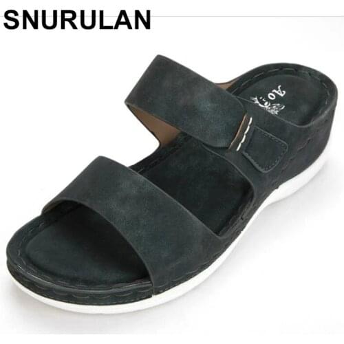 SNURULAN Summer Womens Shoes Solid Color Anti-Slip Wedges Slippers Female Flip Flops Ladies Sandals sandalias de las mujeres