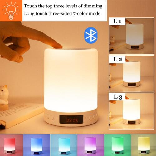 Smart Bluetooth LED Touch Night Light Induction Dimming Lamp Charging Card Bedside Lamp RGB Color Changing Music Table Lamp Gift