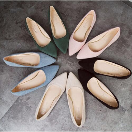 Candy color flats shallow women shoes all match brief zapatillas mujer 2019 new pointed toe comfortable shoes flock solid casual