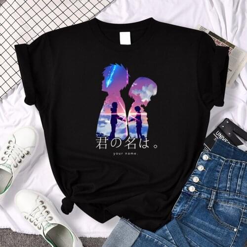 T-Shirts Women Hot Japanese Anime Movies Your Name Print Tops Women Big Size Loose Tees Love Soft Cosy Slim Clothes 2021 Fashion