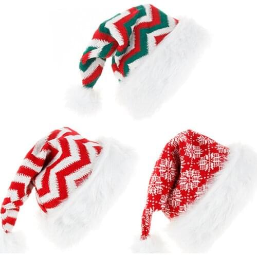 Plush Christmas Hat Santa Hats Knitted Plush Ball Hat Cute Hat for Women Men Adults Warm Winter Santa Gifts Lovely