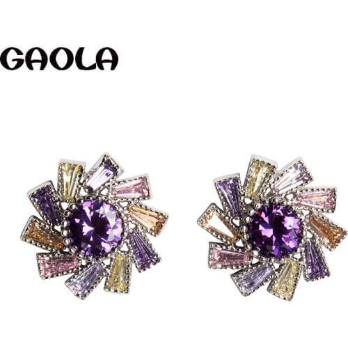 GAOLA High Quality 2 Color Options Women Flower Stud Earrings Fashion Jewelry GLE3302