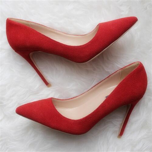 Free shipping fashion women Pumps Red suede leather Pointy toe high heels shoes size33-43 12cm 10cm 8cm party shoes