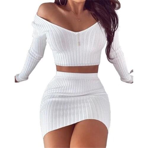 Yvlvol 2021 knitting women skirt set suits 2 pieces sets women streetwear dress matching sets