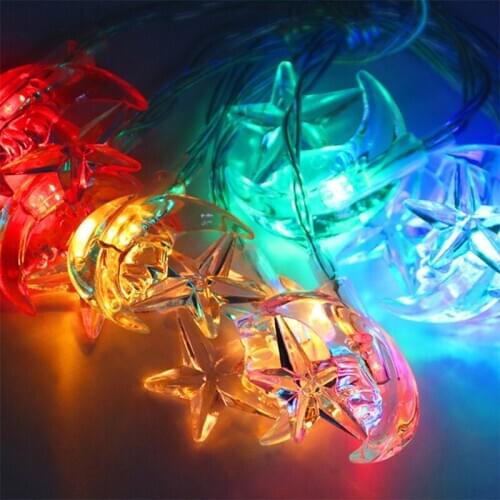1m 10LED Light Muslim festival EID Ramadan Decor for Home Mubarak Light Ramadan Kareem Eid Mubarak Moon Star Shape LED Light