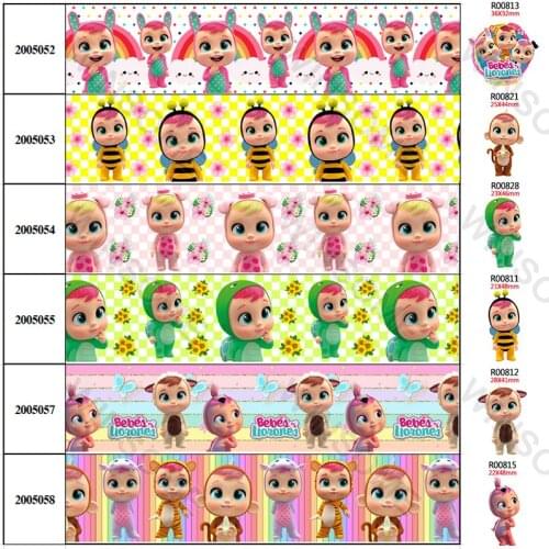 10Yards new Cartoon dolls Printed Grosgrain/Satin Ribbon,Planar Resins 30 pcs