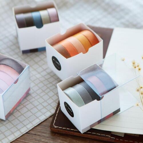 5PCS Pure Color Tape 5 Rolls Can be Torn Diary Hand Account Utility Function Decoration DIY and Paper Tape