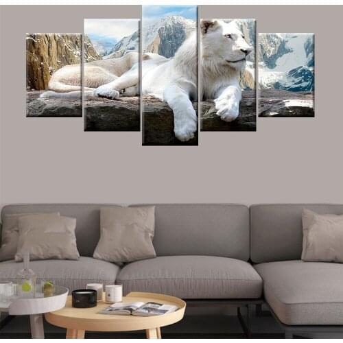 5 Pieces White Lion Diy Diamond Painting Full Square Round Drill 5D Diamond Embroidery Cross Stitch Kit Mosaic AnimalZP-4330