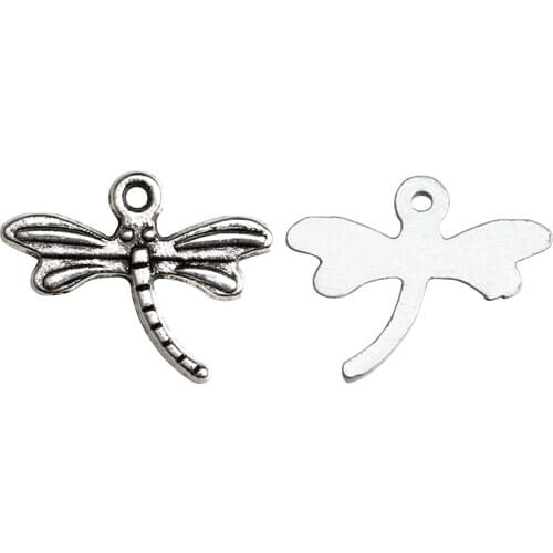 50pcs/bag Antique Silver Color Animal Dragonfly Charms Pendants 14*18mm fit Women DIY Necklace Bracelet Jewelry Making