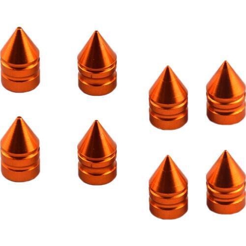8 Pieces Aluminum Tire/Rim Valve/Wheel Air Port Cover Stems Cap Truck Orange