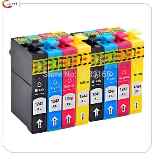 8PCS compatible ink cartridge T1241 T1242 T1243 T1244 for Epson Stylus NX125 127 130 230 330 420 430 Workforce 320 323 325 435