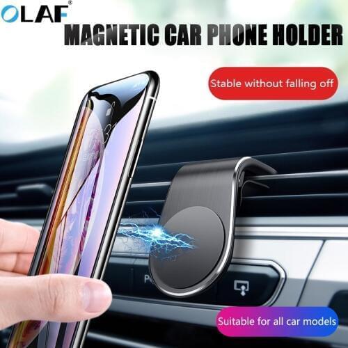 OLAF Magnetic Car Phone Holder L Shape Air Vent Mount Stand in Car GPS Mobile Phone Holder For iPhone X Samsung S10 Xiaomi Mi9