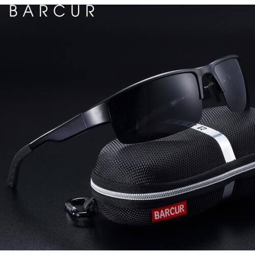 BARCUR Semi Rimless Polarized Aluminium Magnesium Sunglasses Sport Sun glasses Male Female Oculos Gafas De Sol
