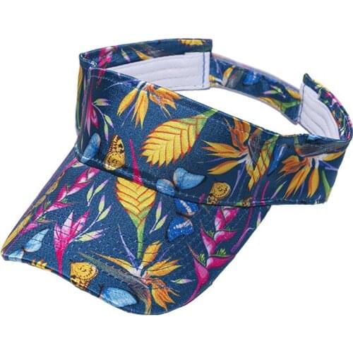 Unisex Floral Pattern Visor Women Empty Top Baseball Caps Polyester Velcro Adjust Sports Hats Men Summer Outdoor Casual Sun Hat