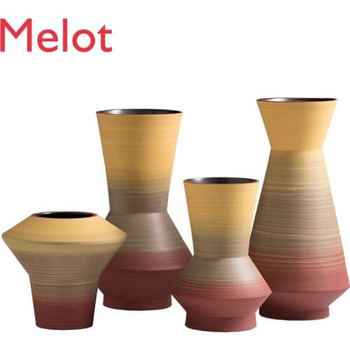 Modern Ceramic Large round Mouth Vase Decoration Dried Flower Arrangement in Living Room Special Creative Ornament Furnishing