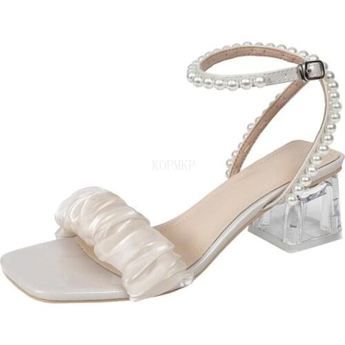 Shoes Ladies' Sandals Luxury Slides Jelly Summer Designer 2021 Pleated Rubber Clear Heels Fashion Kopmkp Mules Women Zapato 43