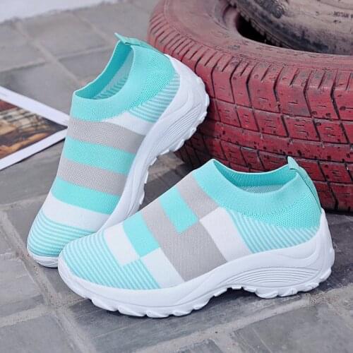 Women Vulcanized Shoes Crystal Fashion Slip On Ladies Knitting Sneakers Female Comfort Light Walking Breathable New Style