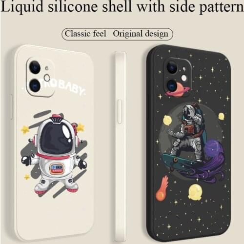 Space Liquid Silicone Case For iPhone 12 Pro Mini 11 Pro Max X XR XS MAX SE2020 8 7 6 6S Plus Ultra Thin Soft Phone Cover Case