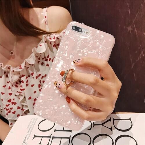 Colorful White Shell Case For iPhone7 iPhone8 Plus 6 Plus 6s X New iPhone 12promax XR XSMax Case With Diamond Finger Ring Holder