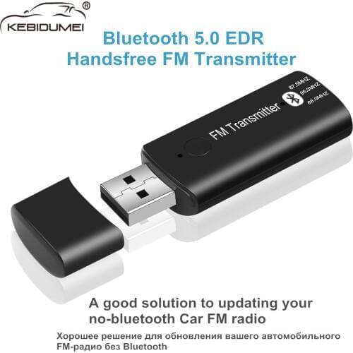 Car USB Bluetooth 5.0 FM transmitter 3.5MM Wireless Audio Receiver With microphone for Bluetooth Free FM Radio Mp3 Player