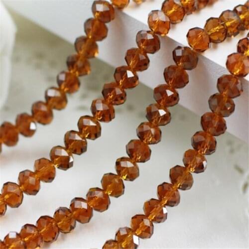 MHS.SUN Loose 2mm-14mm Deep Coffee Color Faceted Rondelle Glass Crystal Beads DIY Hand Craft For Jewelry Making Wholesale