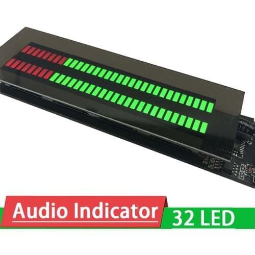 Audio Level Indicator Stereo Music Spectrum display board 32 LED light VU Meter POWER Amplifier FOR DC 12V 24V Car MP3 player