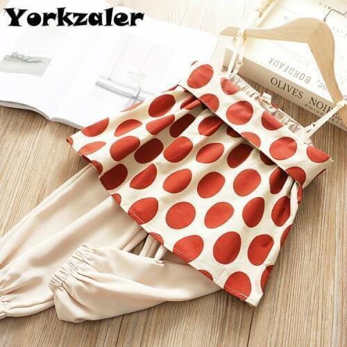 Kids Girls Shoulder Off Clothes Set Sleevless Fashion Shirt and Long Pants Children Clothing Suit Summer Outfits Baby Girl