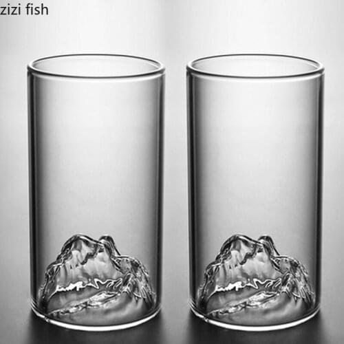 Creative Mountain Glass Heat Resistant with Handle Clear Glass Tea Cup Home Water Cup Drinkware Mug Drinking Glasses Two-piece