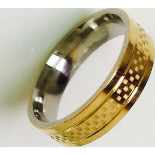 Cool Simple Men women Ring gold color Stainless Steel Male Finger grid Ring Party Wedding Fashion Jewelry USA size 6-14