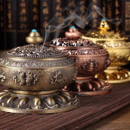 Incense Burner Buddhism Buddha Cone Stick Holder Brass Sandalwood Smoke Censer Incense Metal Oil Burner Craft Home Decoration