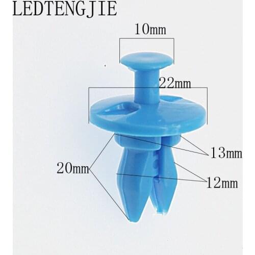 LEDTENGJIE100Pcs Car Bumper Piercing Nail Clip YT-1098 Blue Plastic Car Fastener Push-type Clip for Japan Honda Car Repair Parts