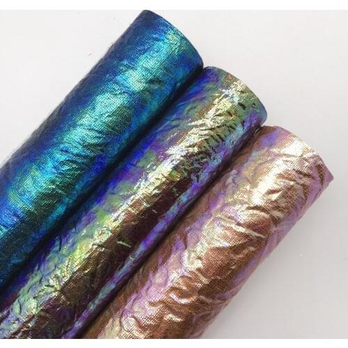 LEOsyntheticoDIY Iridescent Crushed Synthetic Faux Vinyl Leather Fabric Sheets For DIY Bows 21X29CM R087A