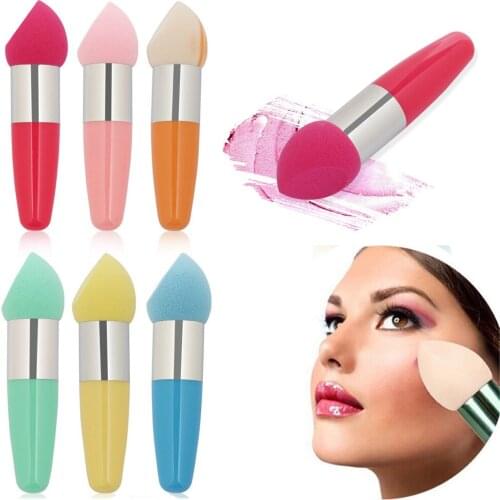 2021 Hot Pro Bevel-shaped Bullet Handle Makeup Puff Foundation Beauty Soft Sponge Puff Make Up Tools Women Cosmetic Brushes Gift