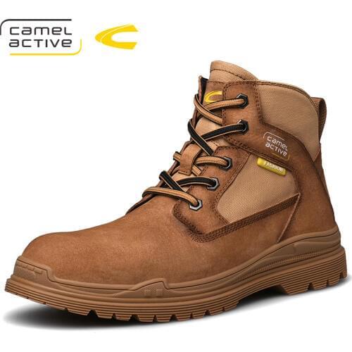 Camel Active New Genuine Leather Men Boots Men Casual Shoes Fashion Ankle Boots For Men High Top Fur warm Winter Men Snow Boots